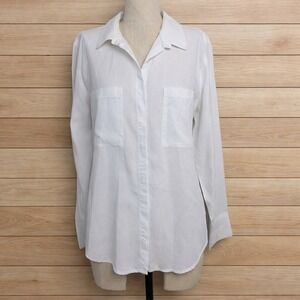 Cloth & Stone White Tencel Lyocell Button Down Shirt Chest pockets Large